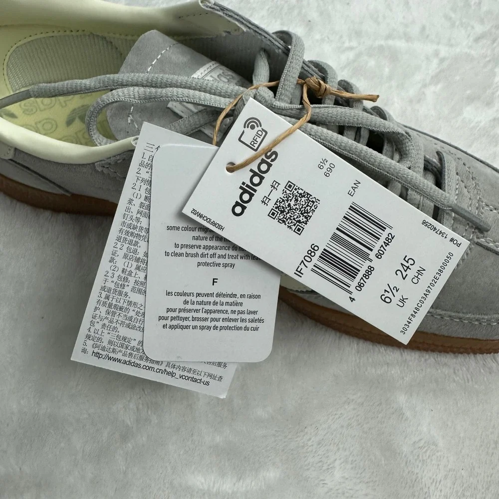 Adidas Handball Spezial Grey Off White Gum Suede Sneakers Mens 7 Womens 8 - Picture 7 of 9